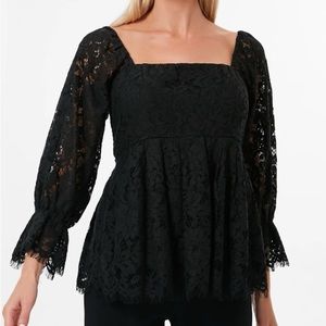Black lace top with square neck